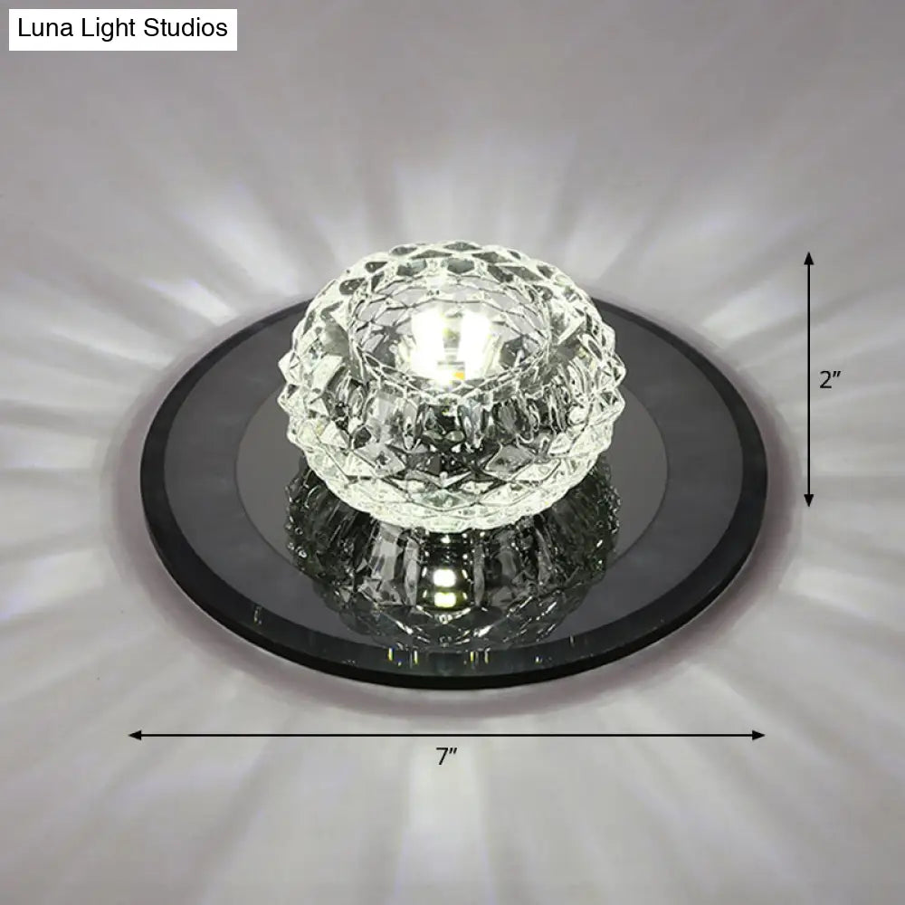 Crystal Bowl Shade Led Flush Mount Ceiling Light - Elegant Simplicity For Entryways Black / White