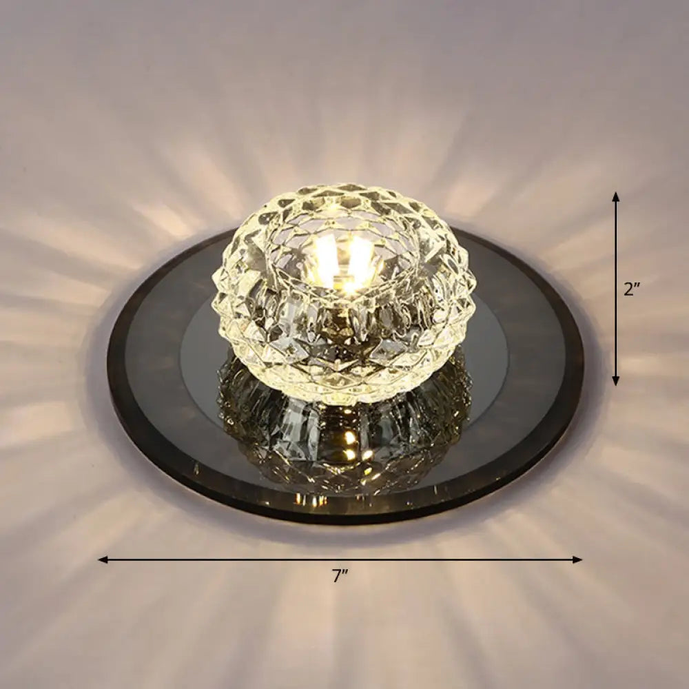 Crystal Bowl Shade Led Flush Mount Ceiling Light - Elegant Simplicity For Entryways Black / Warm