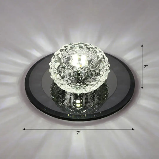 Crystal Bowl Shade Led Flush Mount Ceiling Light - Elegant Simplicity For Entryways Black / White