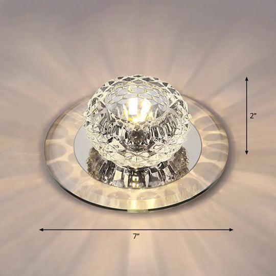 Crystal Bowl Shade Led Flush Mount Ceiling Light - Elegant Simplicity For Entryways Clear / Warm