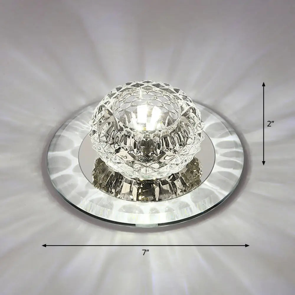 Crystal Bowl Shade Led Flush Mount Ceiling Light - Elegant Simplicity For Entryways Clear / White