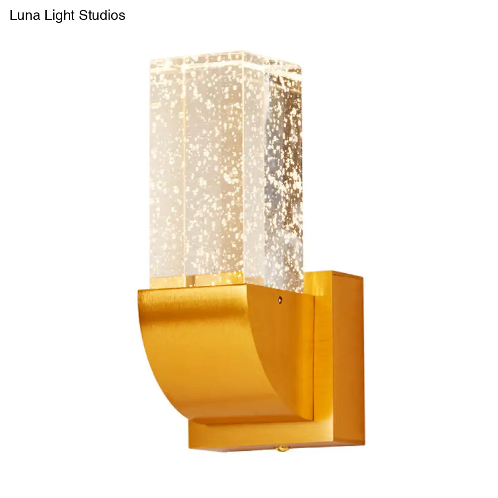 Crystal Brown/Gold Rectangular Led Wall Sconce Light For Bedroom