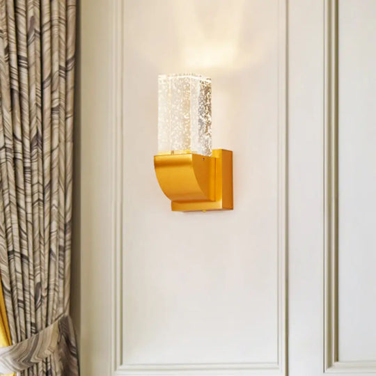 Crystal Brown/Gold Rectangular Led Wall Sconce Light For Bedroom Gold