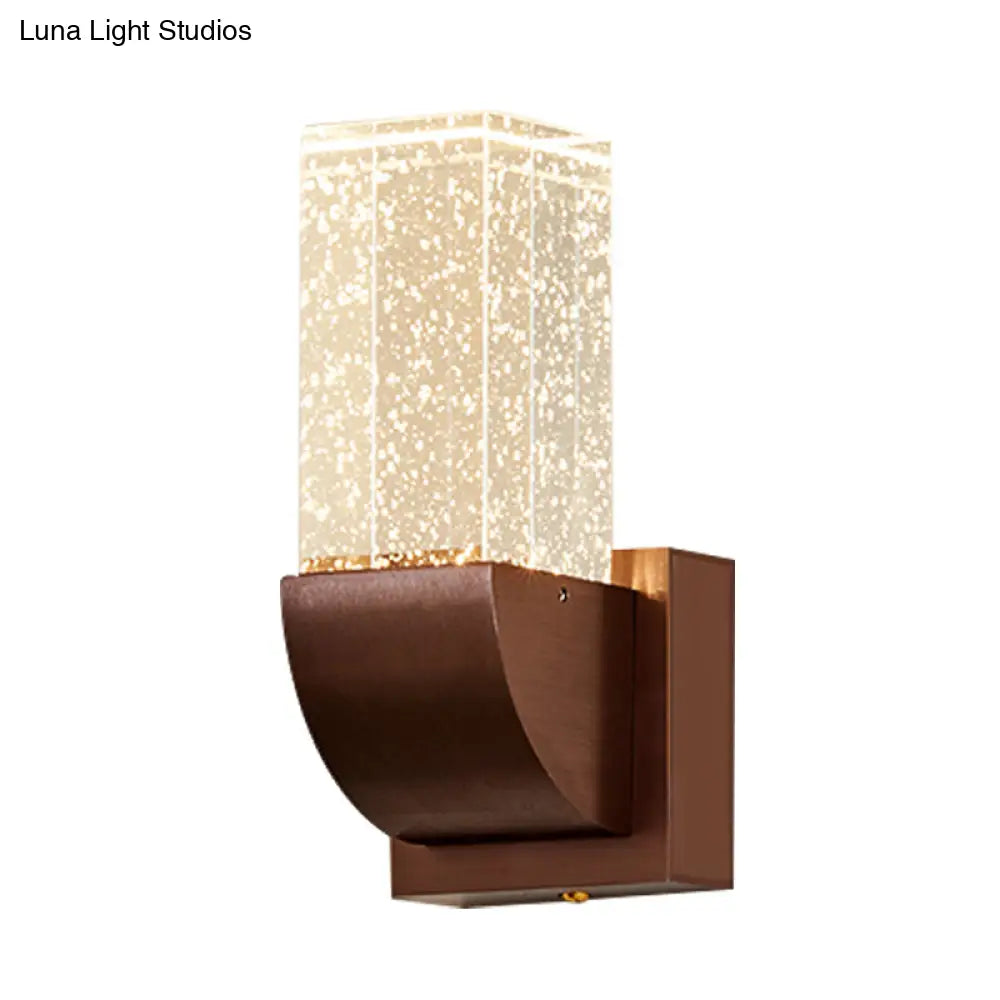 Crystal Brown/Gold Rectangular Led Wall Sconce Light For Bedroom