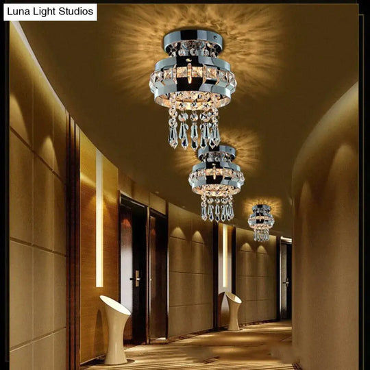 Crystal Ceiling Lamp Ball Light Fixture Flush Mount For Hallway Bedroom