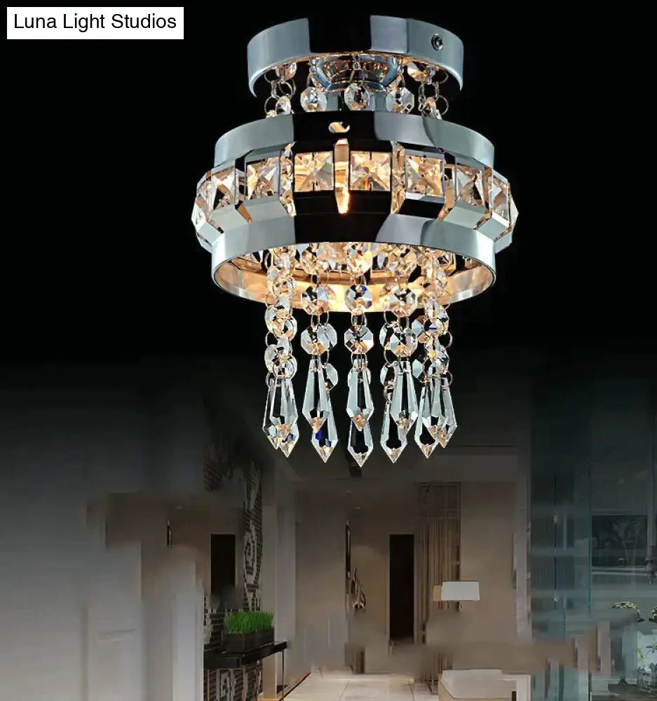 Crystal Ceiling Lamp Ball Light Fixture Flush Mount For Hallway Bedroom