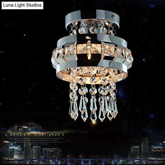 Crystal Ceiling Lamp Ball Light Fixture Flush Mount For Hallway Bedroom