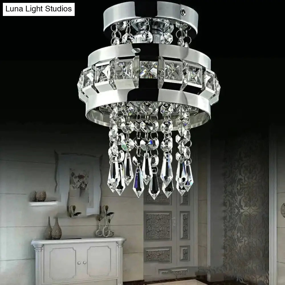 Crystal Ceiling Lamp Ball Light Fixture Flush Mount For Hallway Bedroom