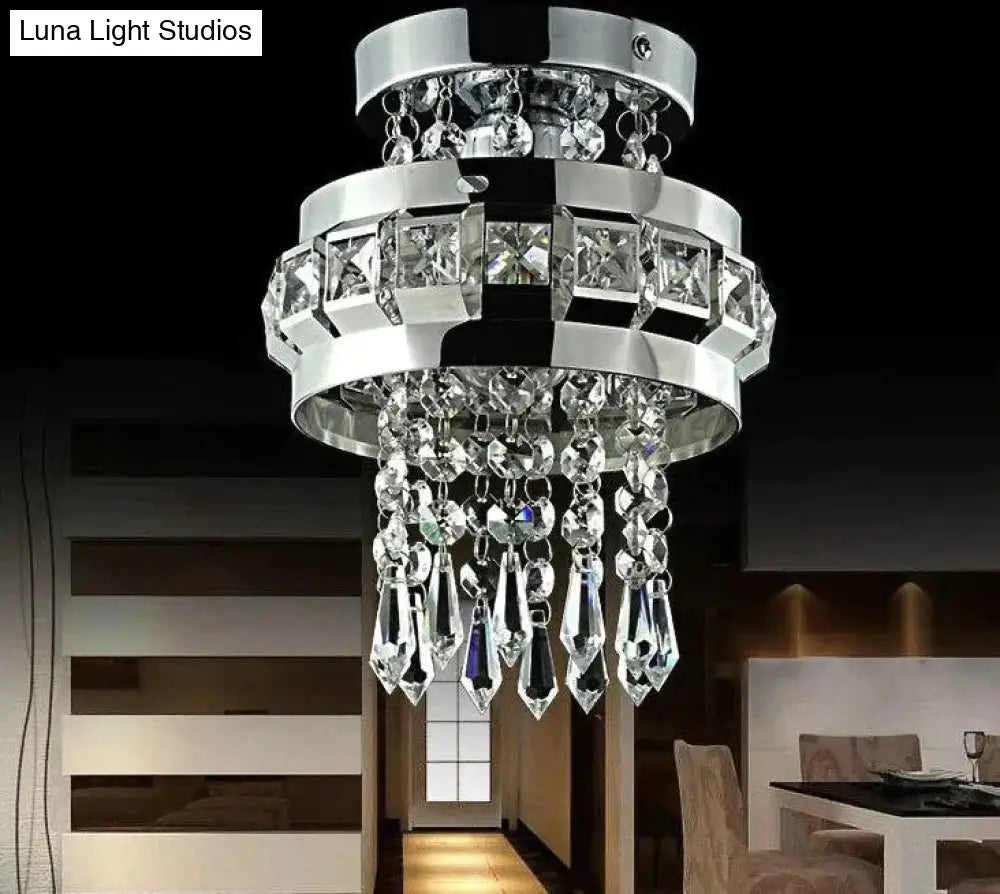 Crystal Ceiling Lamp Ball Light Fixture Flush Mount For Hallway Bedroom