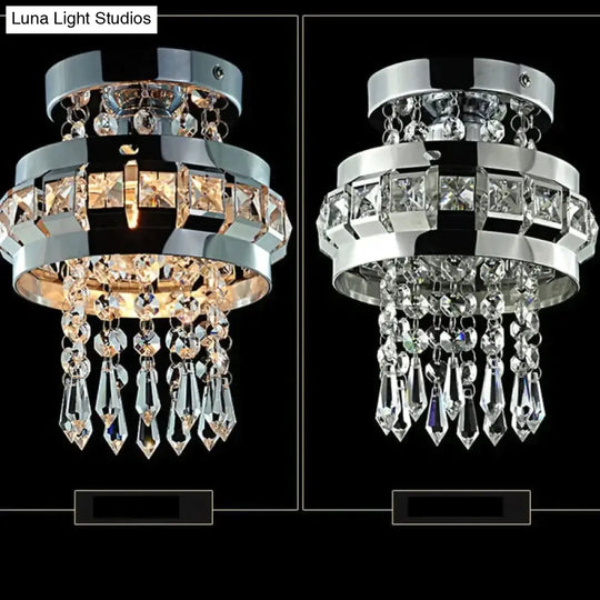 Crystal Ceiling Lamp Ball Light Fixture Flush Mount For Hallway Bedroom