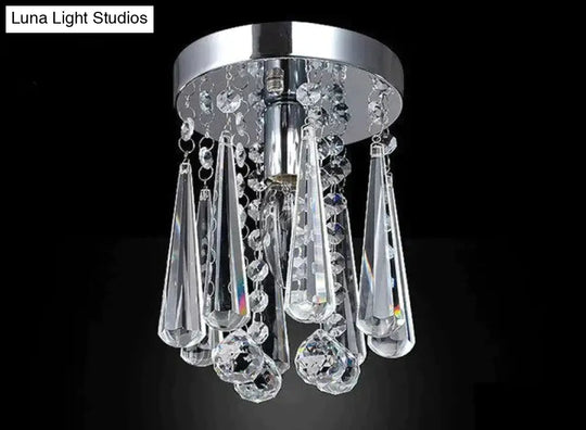 Crystal Ceiling Light Flush Mount Fixture Lamp With Beads For Bedroom Hallway Living Room Kitchen