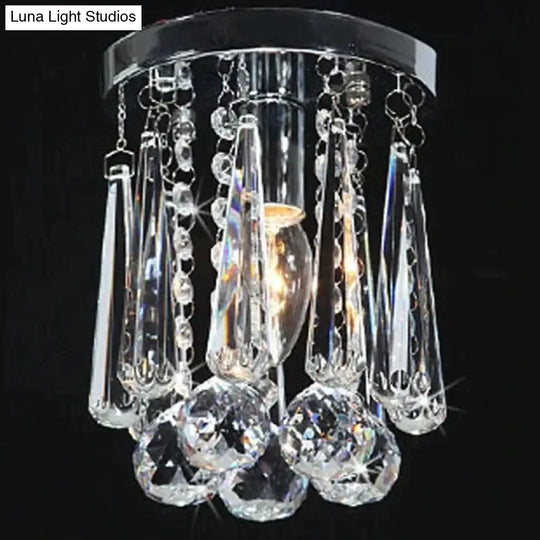 Crystal Ceiling Light Flush Mount Fixture Lamp With Beads For Bedroom Hallway Living Room Kitchen