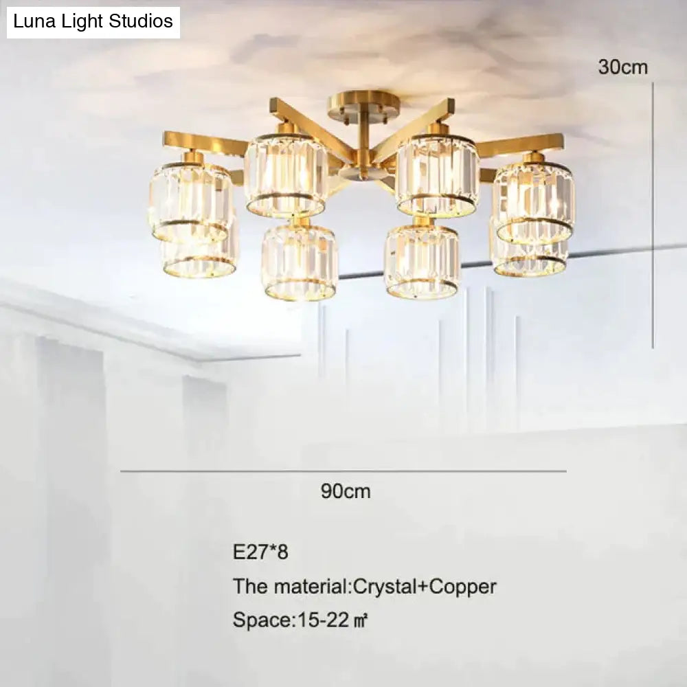 Crystal Ceiling Lights Bedroom Modern Design Copper Lamp Dining Room Led Kitchen Lustre Living