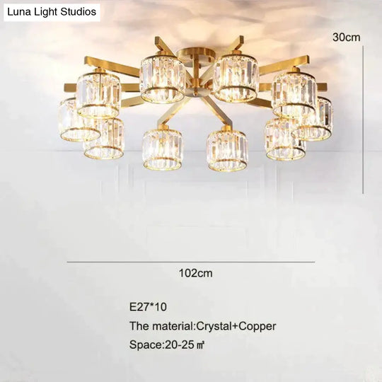 Crystal Ceiling Lights Bedroom Modern Design Copper Lamp Dining Room Led Kitchen Lustre Living