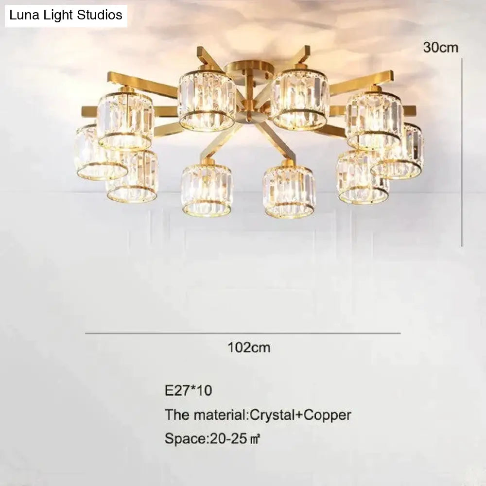 Crystal Ceiling Lights Bedroom Modern Design Copper Lamp Dining Room Led Kitchen Lustre Living