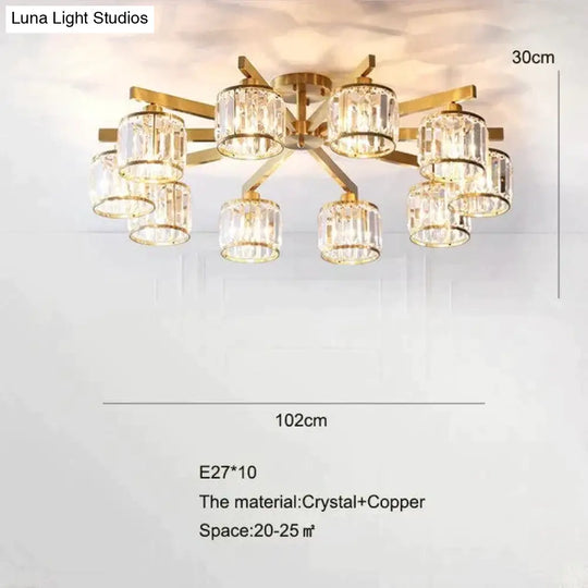 Crystal Ceiling Lights Bedroom Modern Design Copper Lamp Dining Room Led Kitchen Lustre Living