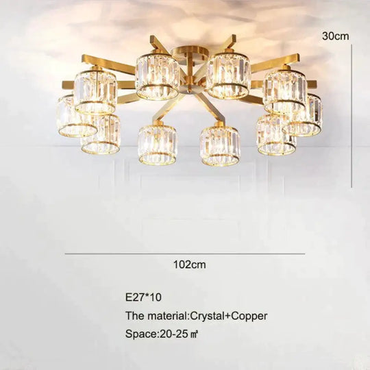 Crystal Ceiling Lights Bedroom Modern Design Copper Lamp Dining Room Led Kitchen Lustre Living