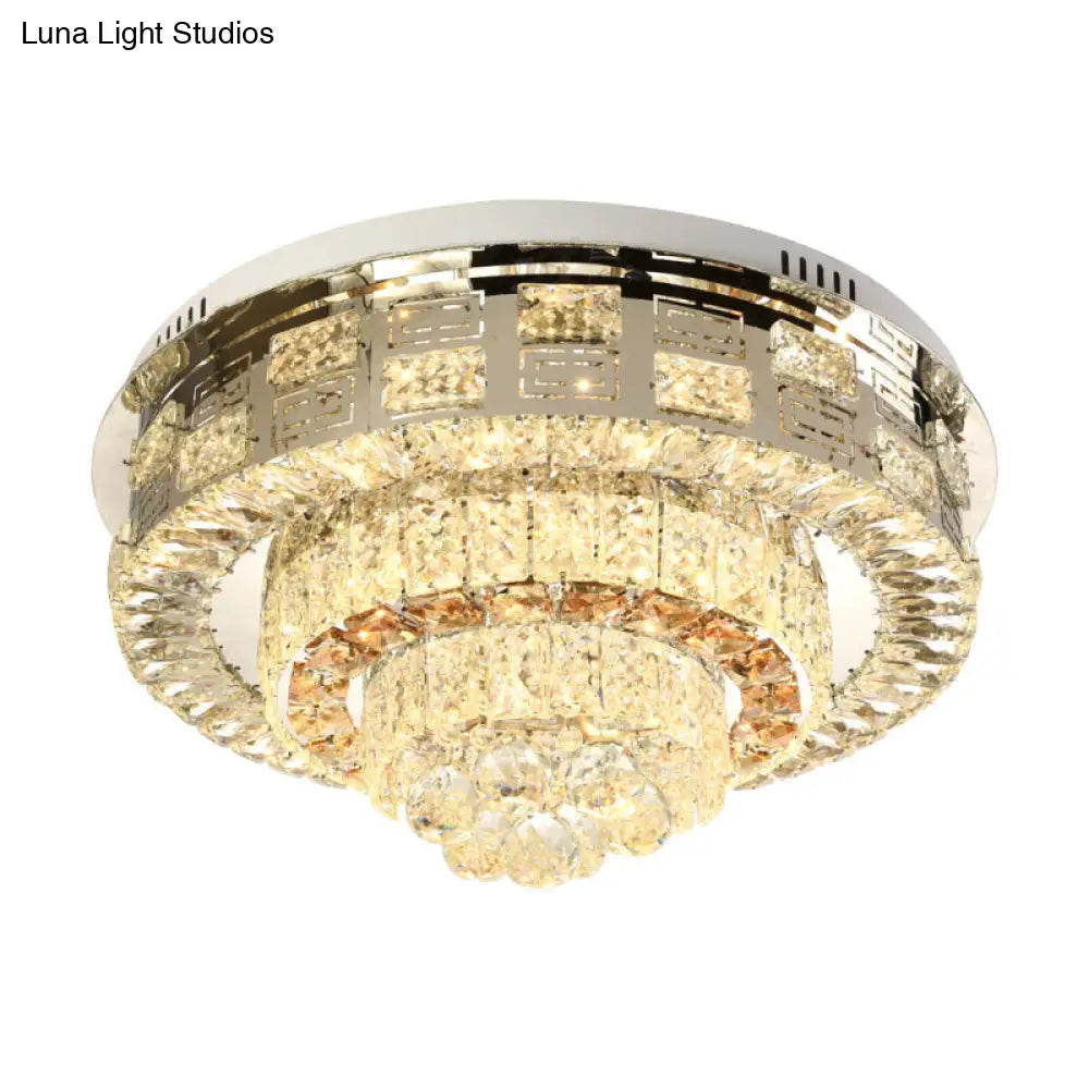 Crystal Ceiling Mount Led Flush Lamp With Contemporary Design