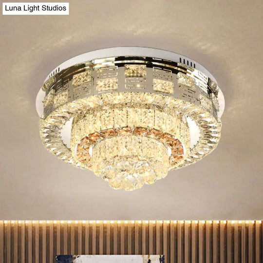 Crystal Ceiling Mount Led Flush Lamp With Contemporary Design