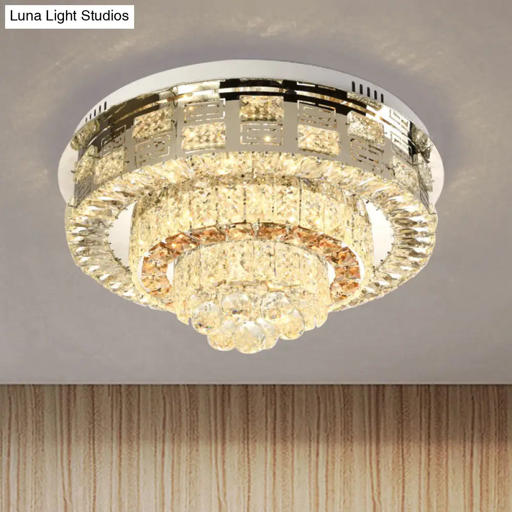Crystal Ceiling Mount Led Flush Lamp With Contemporary Design Clear / Round