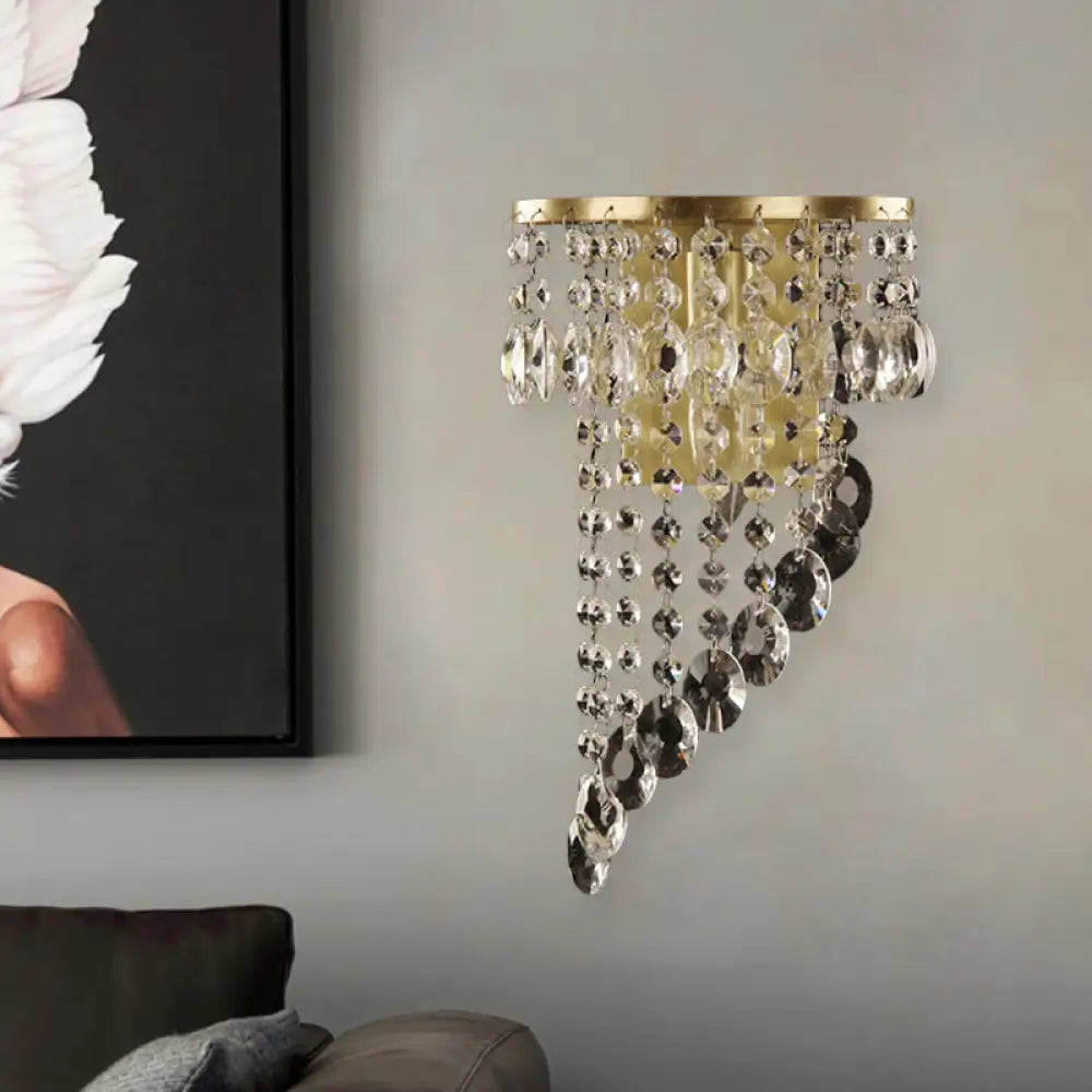 Crystal Chain Wall Mounted Light Fixture - Minimalist Brass Corridor Sconce