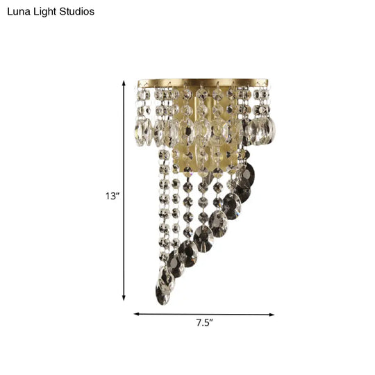 Crystal Chain Wall Mounted Light Fixture - Minimalist Brass Corridor Sconce