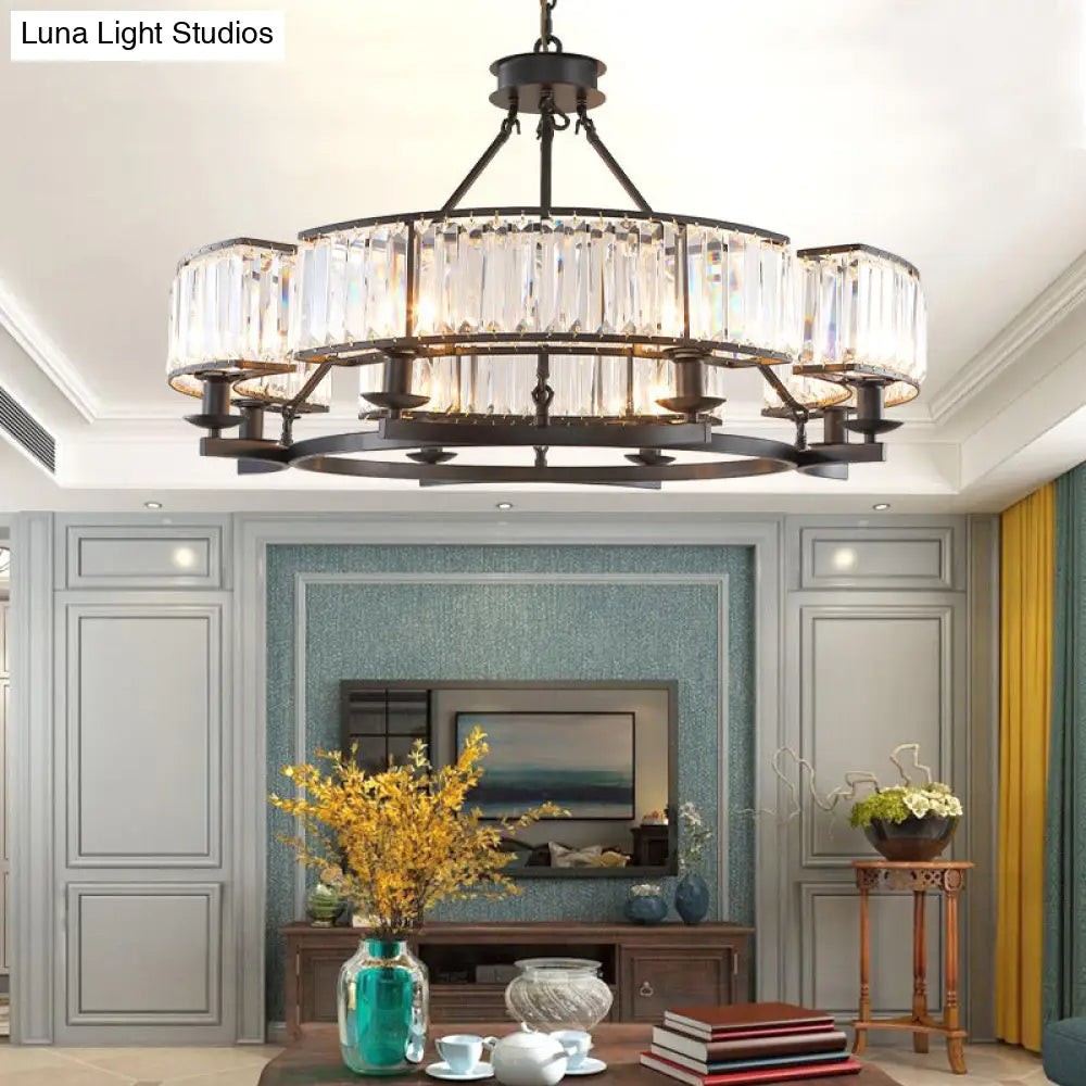 Crystal Circle Chandelier: Classic Living Room Led Ceiling Light