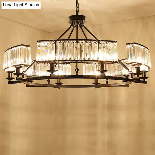 Crystal Circle Chandelier: Classic Living Room Led Ceiling Light