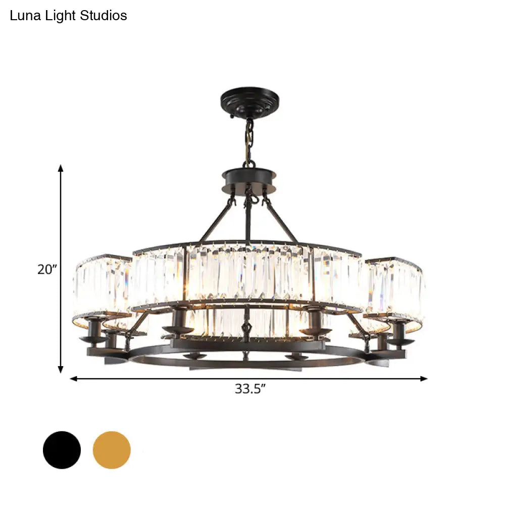 Crystal Circle Chandelier: Classic Living Room Led Ceiling Light