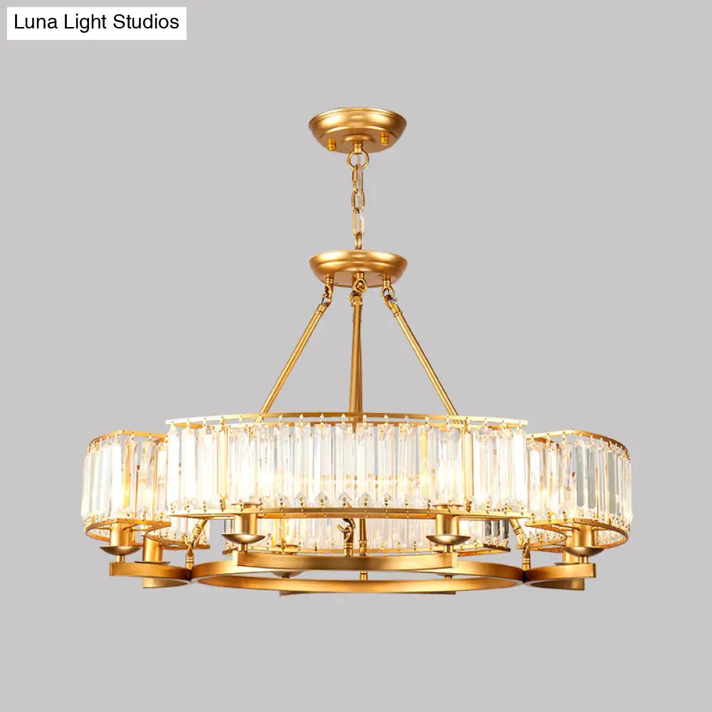 Crystal Circle Chandelier: Classic Living Room Led Ceiling Light