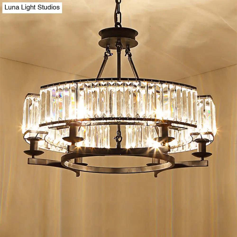 Crystal Circle Chandelier: Classic Living Room Led Ceiling Light