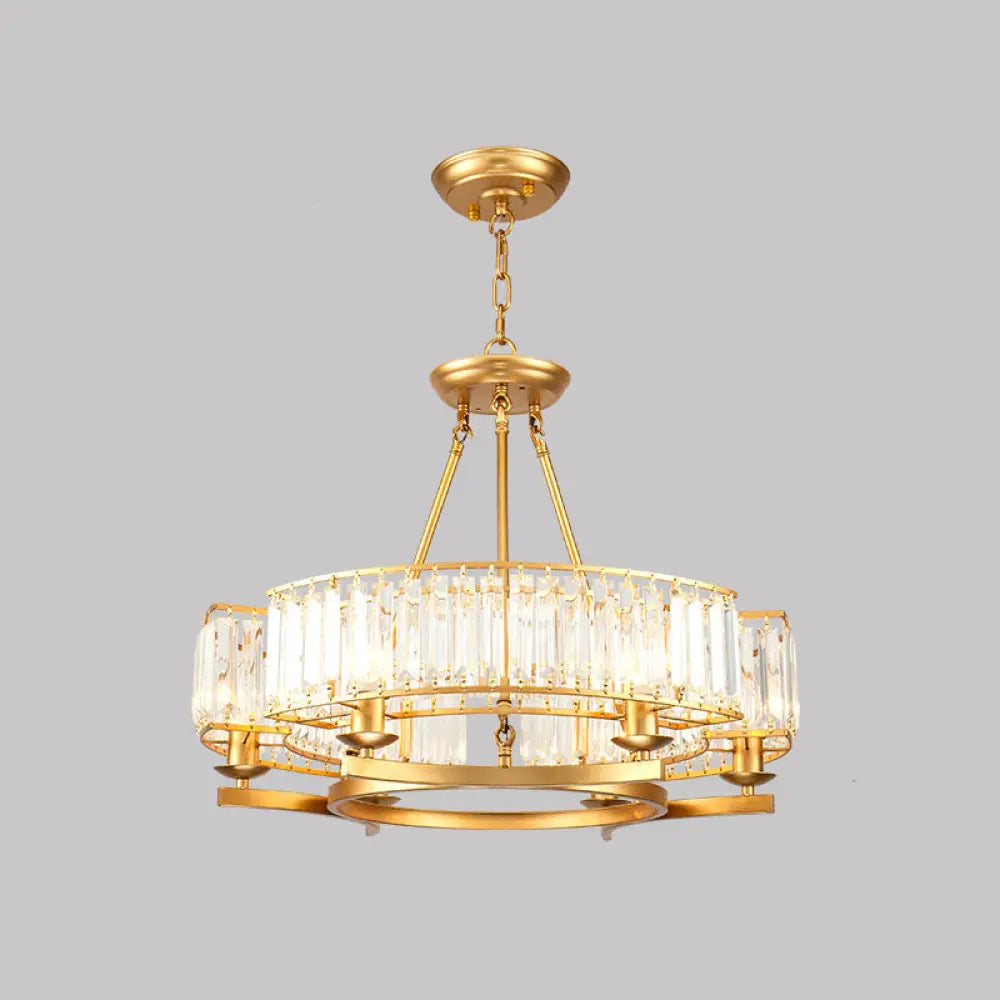 Crystal Circle Chandelier: Classic Living Room Led Ceiling Light 6 / Brass