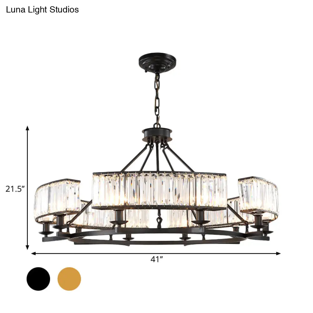 Crystal Circle Chandelier: Classic Living Room Led Ceiling Light