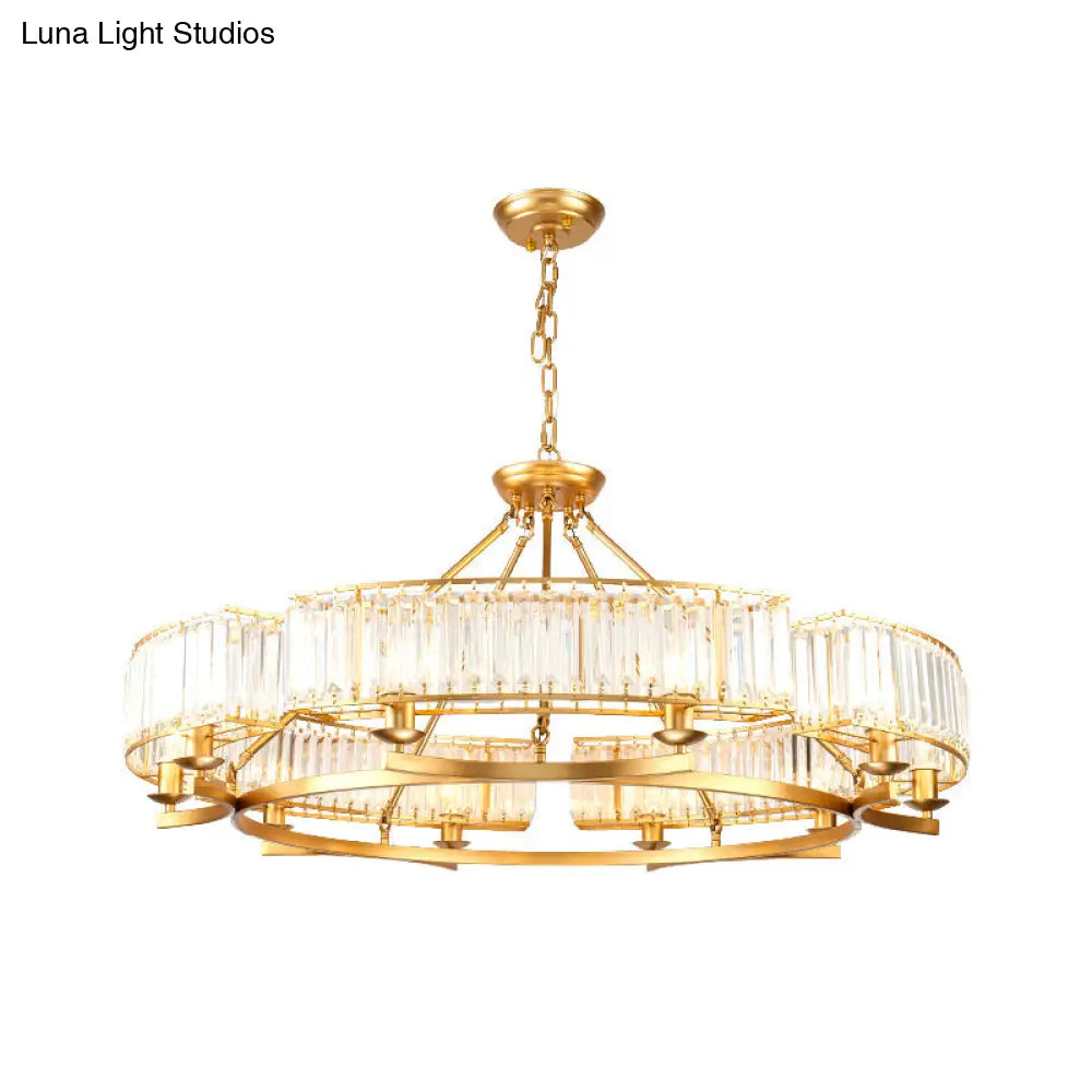 Crystal Circle Chandelier: Classic Living Room Led Ceiling Light