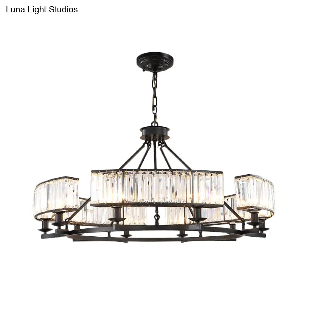 Crystal Circle Chandelier: Classic Living Room Led Ceiling Light