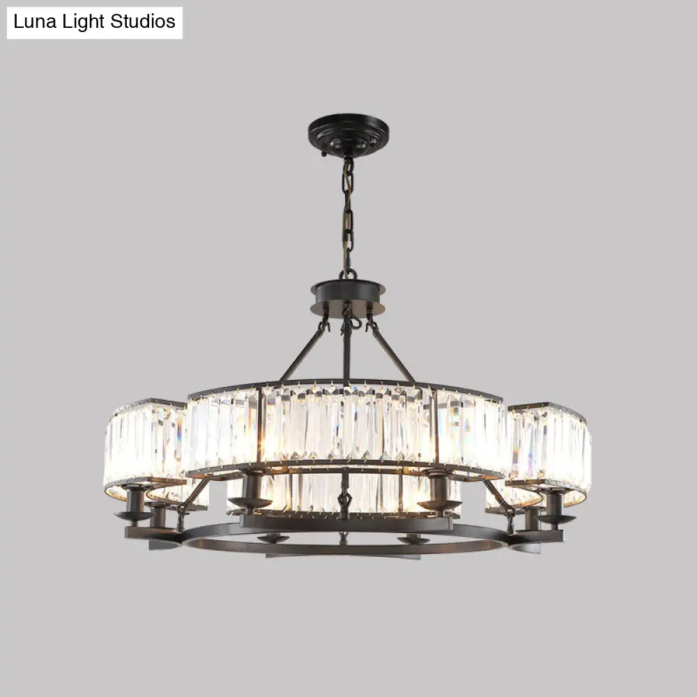 Crystal Circle Chandelier: Classic Living Room Led Ceiling Light