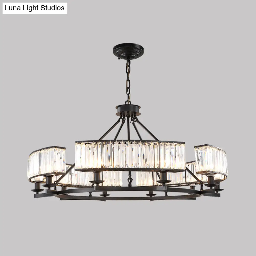 Crystal Circle Chandelier: Classic Living Room Led Ceiling Light