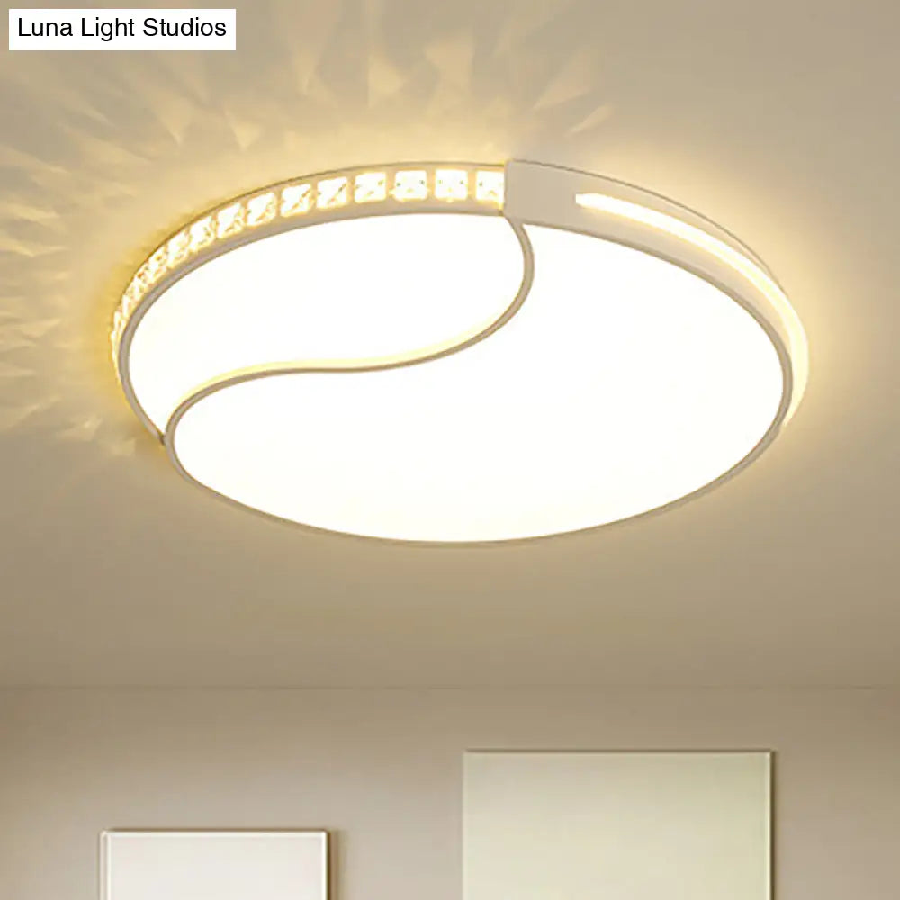 Crystal Circular Flush Mount Led Ceiling Light Fixture - 16.5’/20.5’/24.5’ Wide Contemporary
