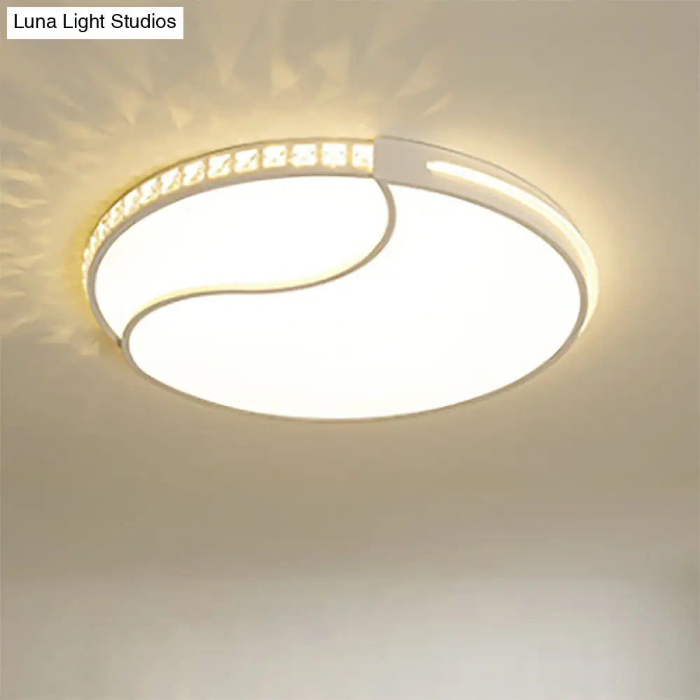 Crystal Circular Flush Mount Led Ceiling Light Fixture - 16.5/20.5/24.5 Wide Contemporary Warm/White