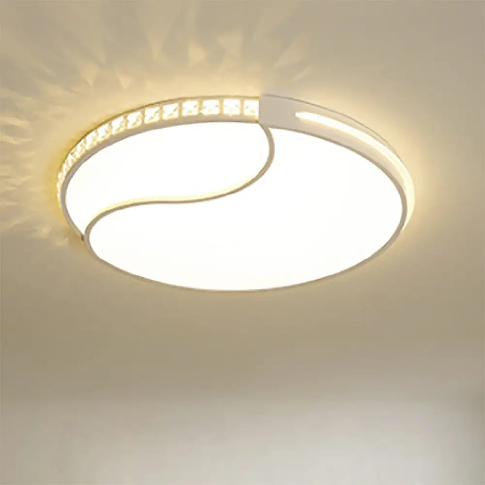 Crystal Circular Flush Mount Led Ceiling Light Fixture - 16.5’/20.5’/24.5’ Wide Contemporary