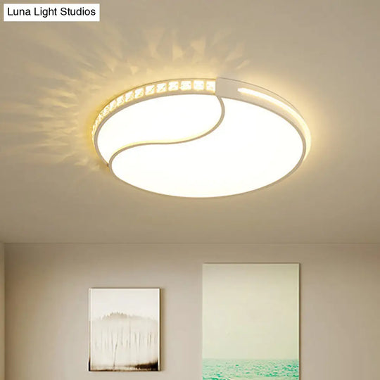 Crystal Circular Flush Mount Led Ceiling Light Fixture - 16.5’/20.5’/24.5’ Wide Contemporary