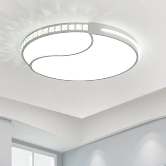 Crystal Circular Flush Mount Led Ceiling Light Fixture - 16.5’/20.5’/24.5’ Wide Contemporary
