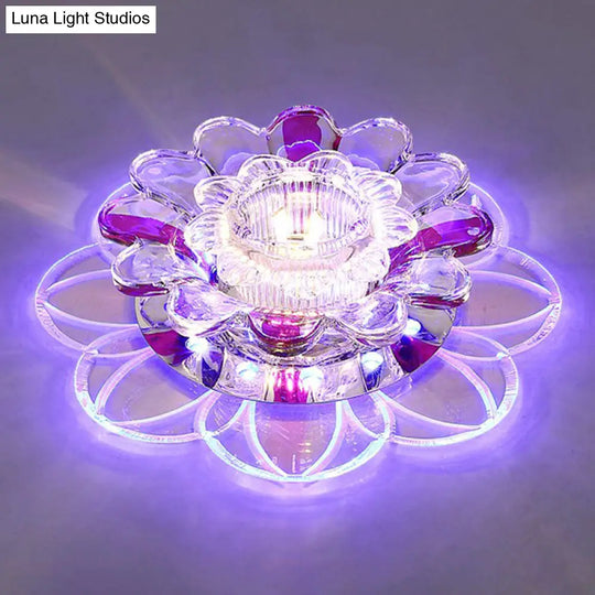 Crystal Clear Led Floral Flush Mount Ceiling Light