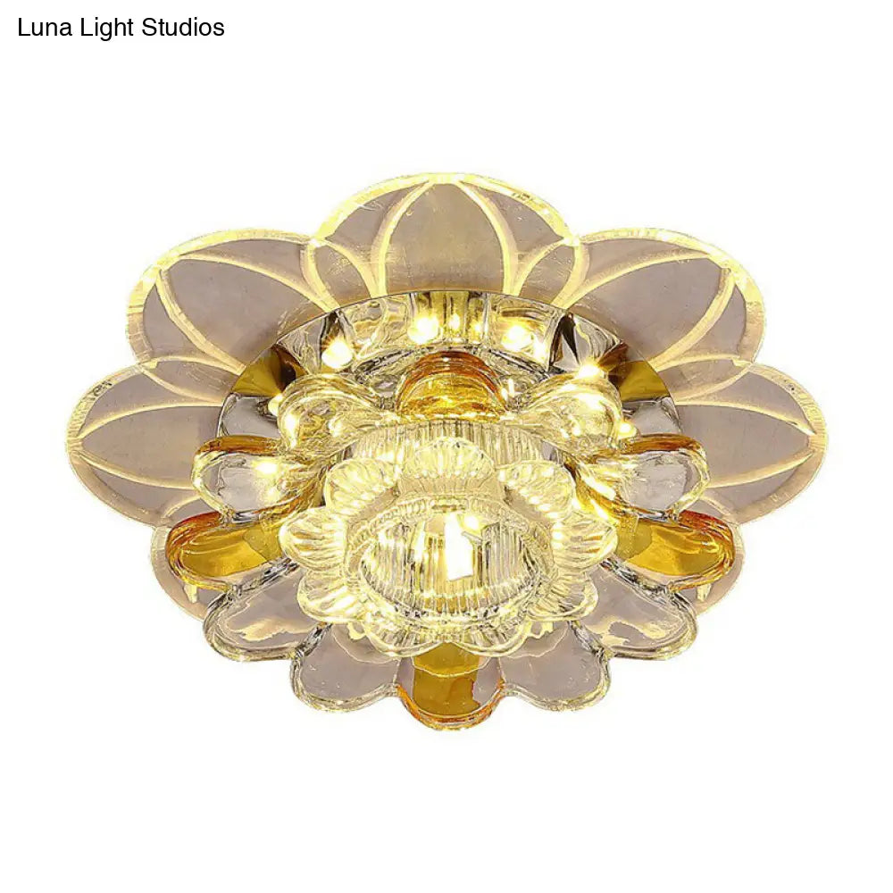 Crystal Clear Led Floral Flush Mount Ceiling Light