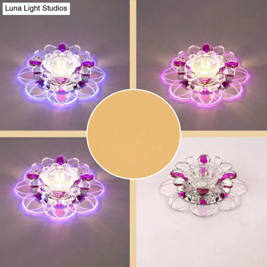 Crystal Clear Led Floral Flush Mount Ceiling Light