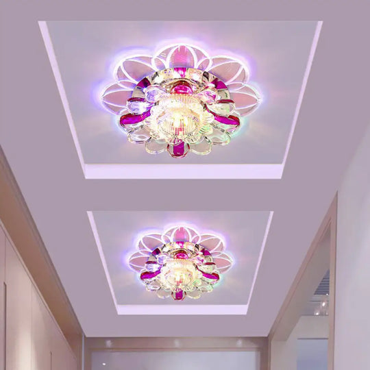 Crystal Clear Led Floral Flush Mount Ceiling Light / 3W Multi Color