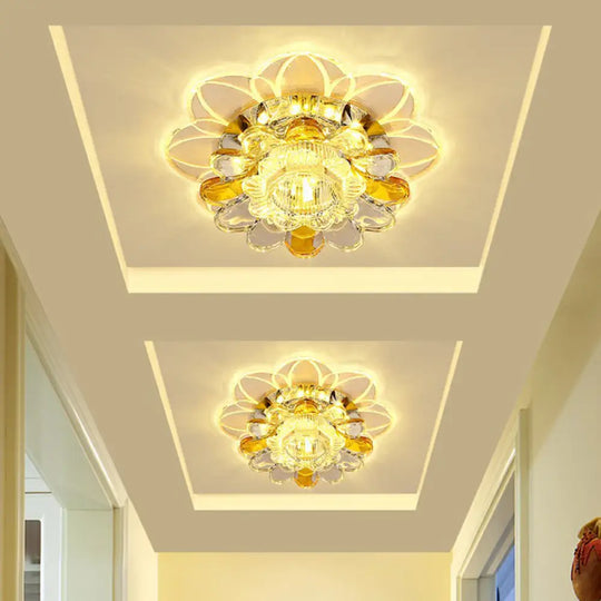 Crystal Clear Led Floral Flush Mount Ceiling Light / 3W Warm