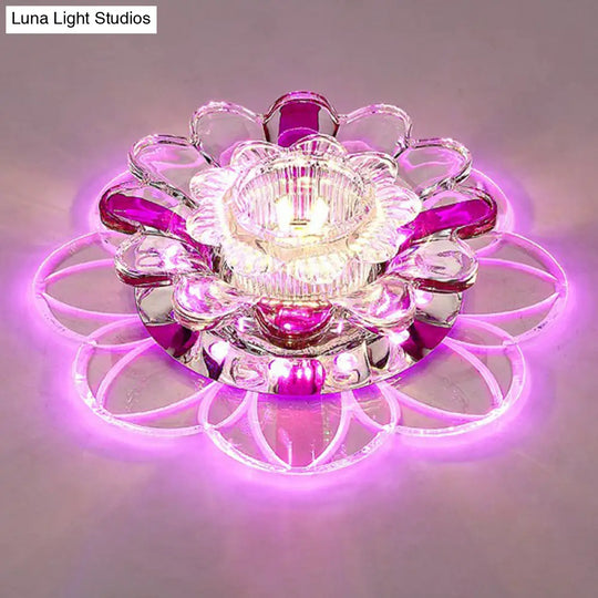 Crystal Clear Led Floral Flush Mount Ceiling Light