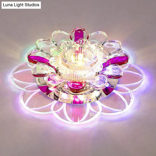 Crystal Clear Led Floral Flush Mount Ceiling Light