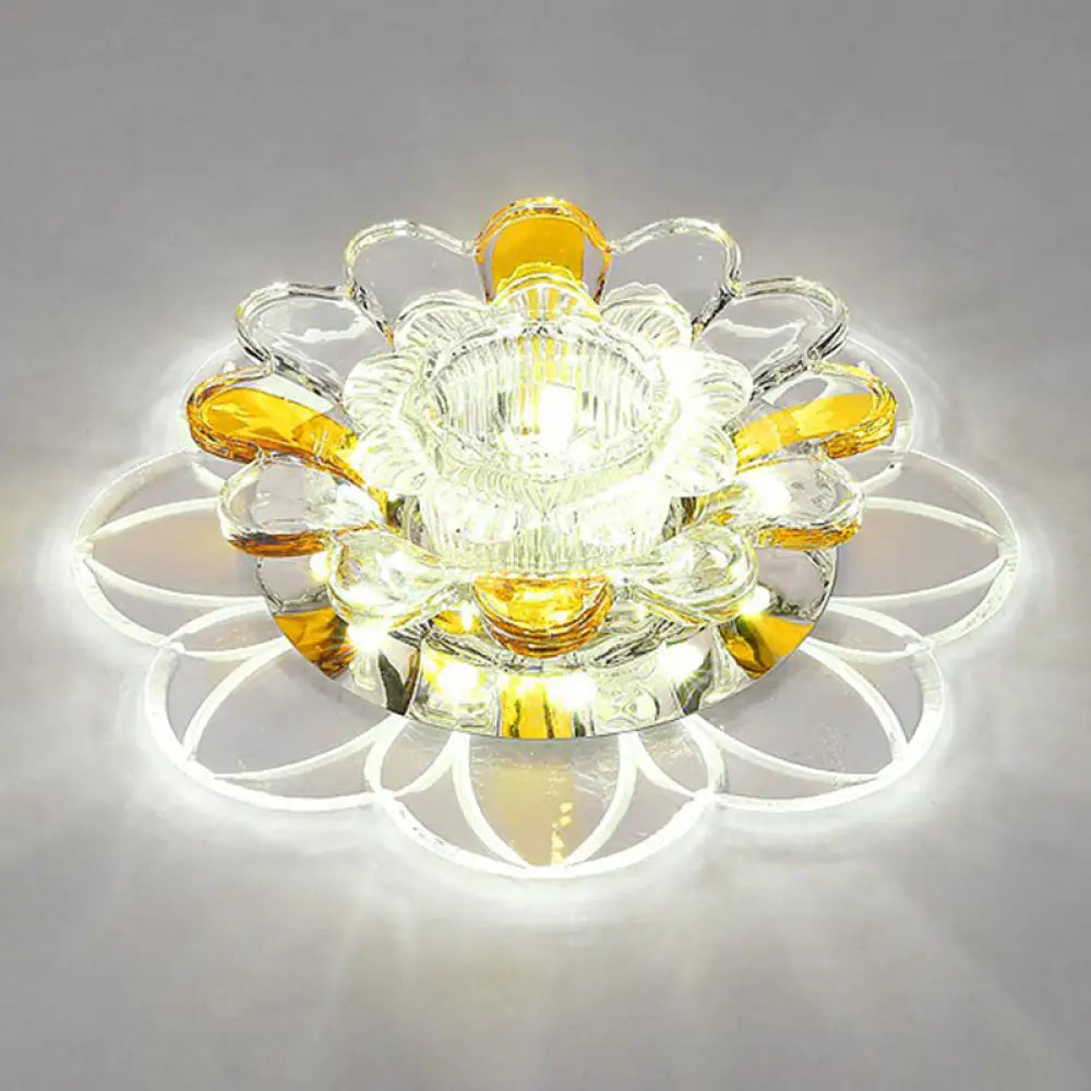 Crystal Clear Led Floral Flush Mount Ceiling Light / 5W White